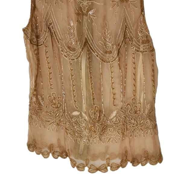 Kenneth Cole top pure silk gold heavily emroidered diamantes size 8 - Picture 11 of 16